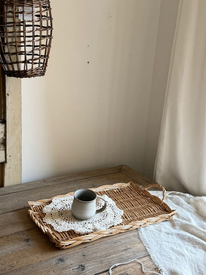 French Country-Style Wicker Bread & Fruit Basket with Lace Trim