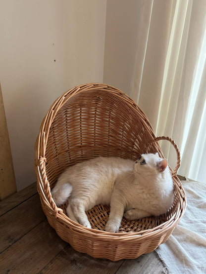 Handwoven Wicker Cat Bed - Spacious, Comfortable, and Natural