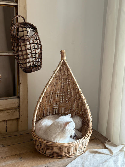 Handmade Willow Top-Tier Tent Pet Bed – 60cm High, Premium Willow, Natural and Comfortable for Cats