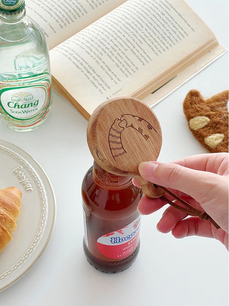 Magnetic Wooden Bottle Opener – Bamboo Fridge Magnet & Wall-Mounted Cap Remover (Square & Round Shapes)